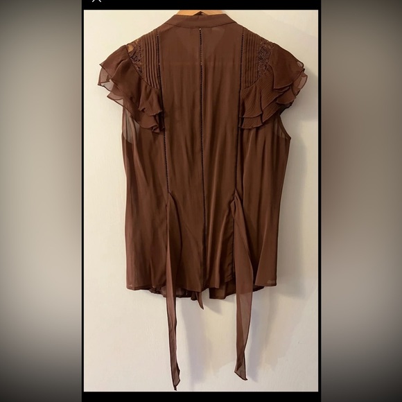 Bebe Chiffon Blouse with Lace Size L - Picture 2 of 5